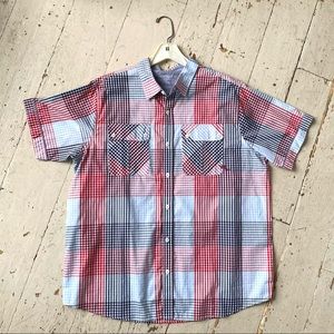 Rocawear Red, White, & Blue Plaid Shirt